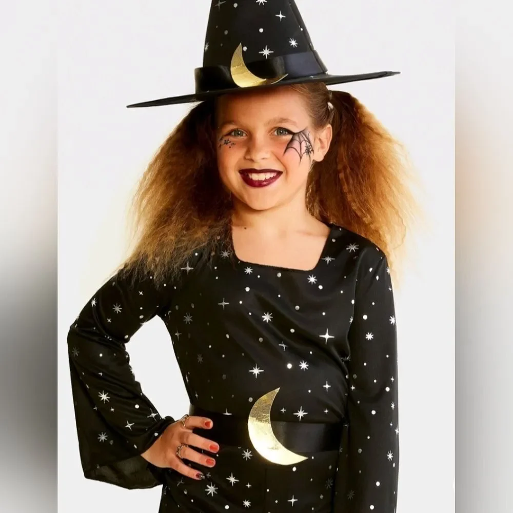New Hyde And Eek Kids Witch Halloween Costume With Hat, Size M 8 - Picture 3 of 13